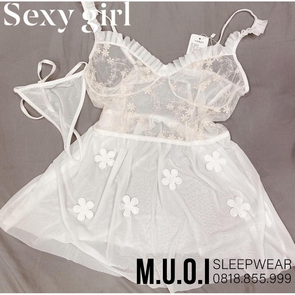 SX 46- Váy ngủ sexy ren mềm hoa nổi xinh QUẢNG CHÂU cao cấp- Hàng có sẵn( video +ảnh thật)