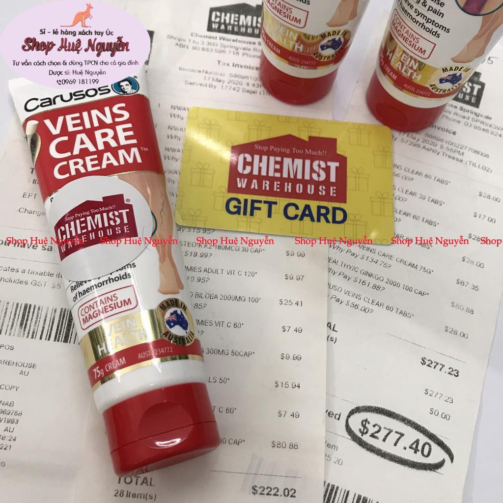 Kem bôi giãn tĩnh mạch Veins clear chuẩn chemist  BILL TYP 75G