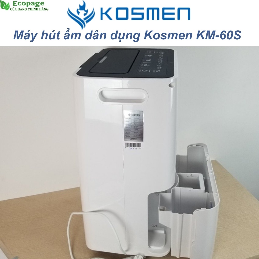 Máy hút ẩm, máy lọc không khí chính hãng Kosmen KM-60S, dung tích 7L, thông minh, đa năng, BH 24 tháng