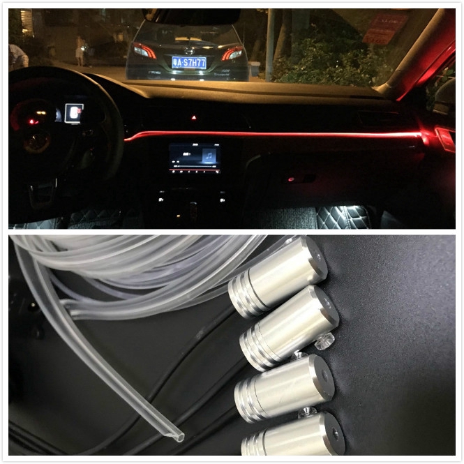 Dây Đèn LED Rgb Trang Trí Nội Thất Xe Hơi Có Cảm Biến Âm Thanh Bluetooth Điều Khiển Từ Xa 6m