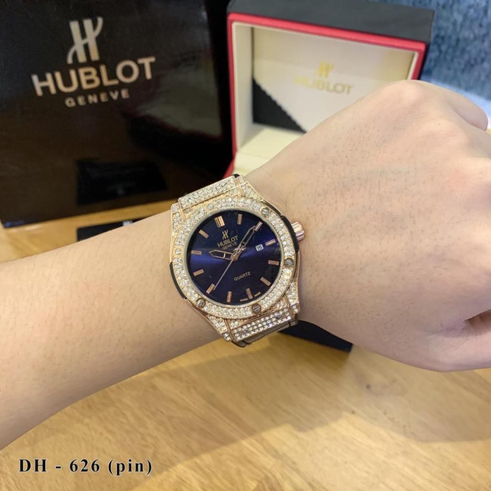 [Free Ship]  Đồng hồ nam Hublot - Clasicc và diamonds đính đá - 42mm bảo hành 12 tháng tặng vòng tay