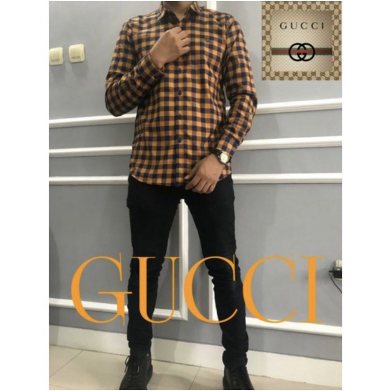 Áo Khoác GUCCI Tay Dài Sọc Ca Rô Thời Trang Cao Cấp Cho Nam