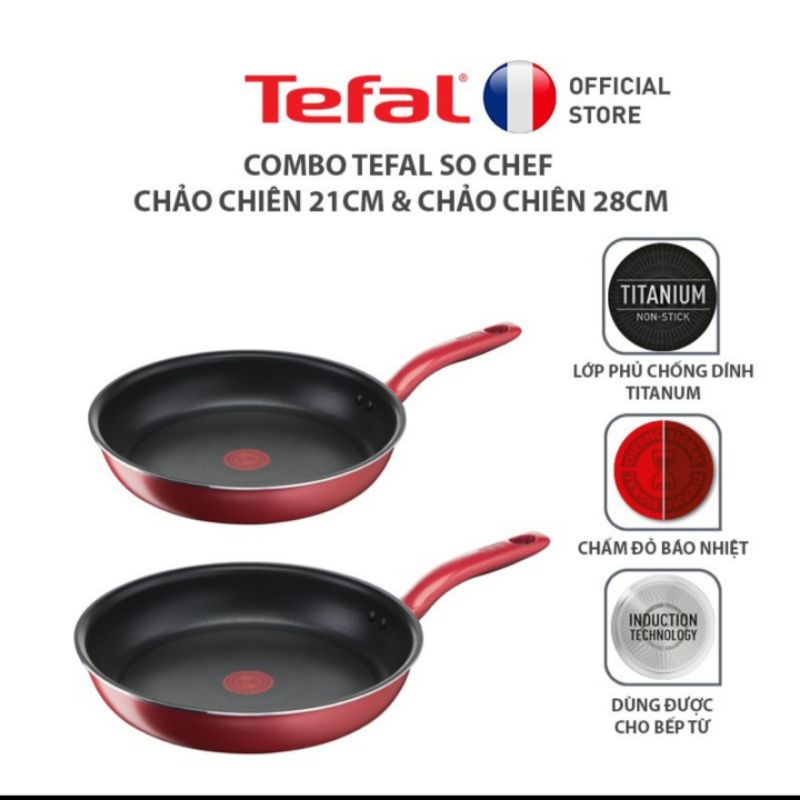 Combo Tefal So Chef Chảo chiên 21cm &amp; Chảo chiên 28cm