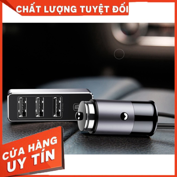 Bộ sạc cao cấp thông minh trên xe hơi 4 cổng USB kéo dài công suất lớn 5,5A thương hiệu Baseus