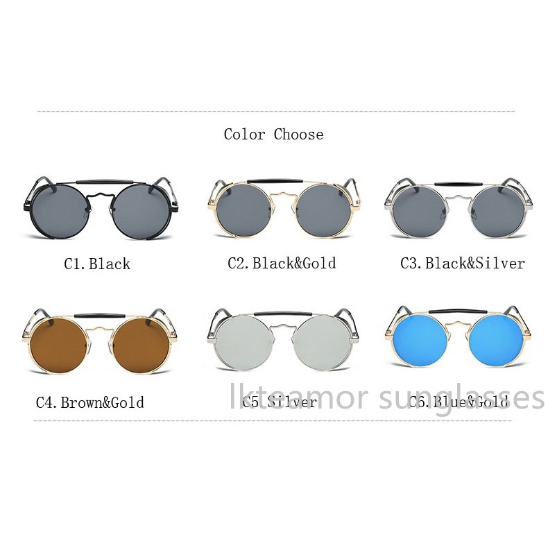 Kính mát thời trang khung tròn cổ điển cho nam &amp; nữ