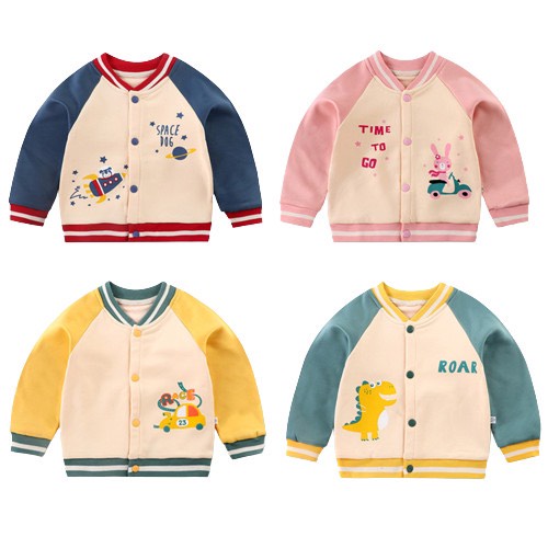 Áo Khoác Cho Bé Lót Nỉ Từ 12 Tháng Đến 6 Tuổi In Hình Hoạt Hình Dễ Thương Ấm Áp