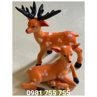 (sale) Tượng đôi hươu sao tiểu cảnh dài 14cm gốm sứ Bát Tràng