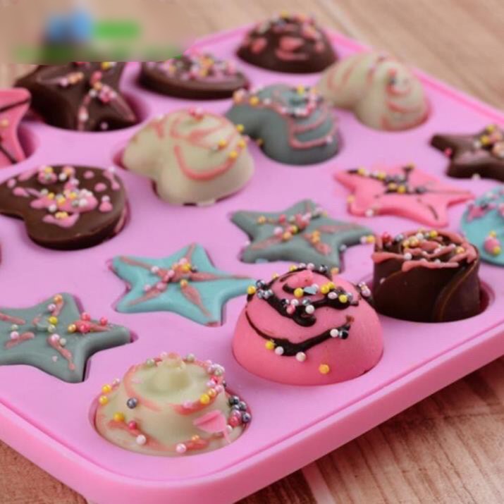 Khuôn thạch socola cakepops kẹo mút silicon 4 hình - Cao cấp