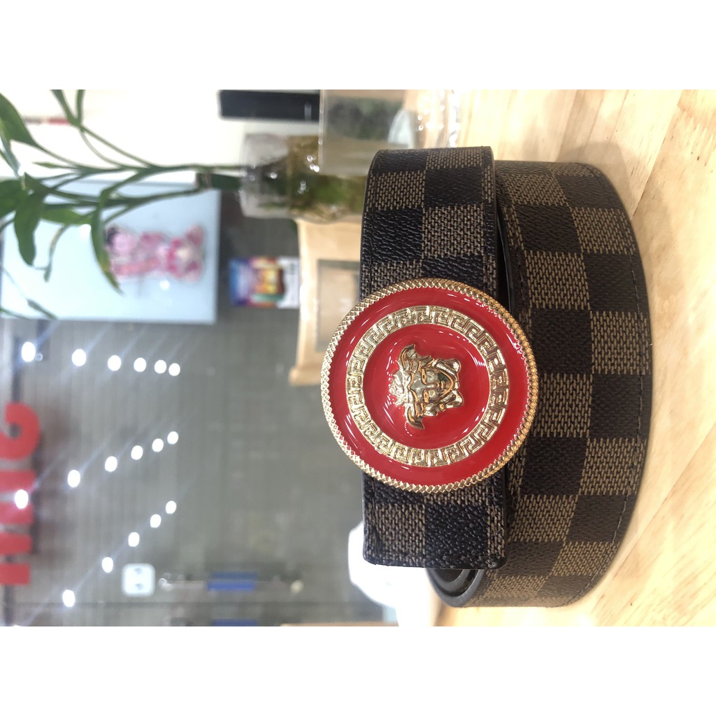 Dây lưng ( Caro vàng - mặt VS đỏ ) Thắt lưng da cao cấp hàng hiệu