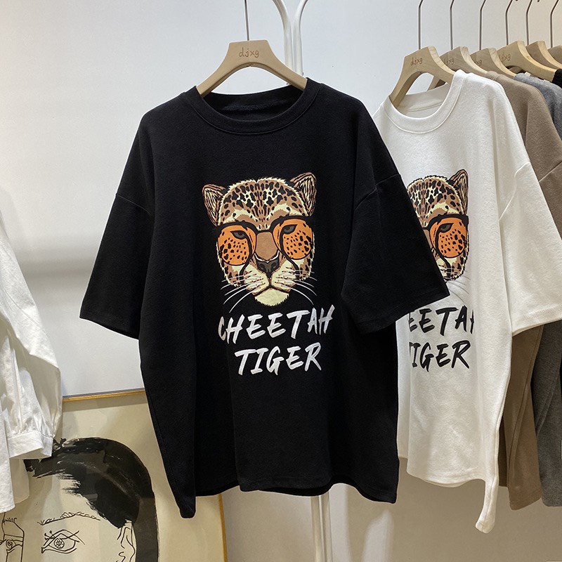 Aó phông nữ unisex tay lỡ dáng rộng dấu quần in hình 3D coton thoáng mát phong cách trẻ trung năng động