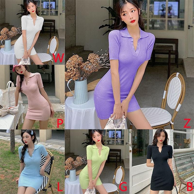 Đầm Ôm Dệt Kim Cổ Tim Phong Cách Hàn Quốc Đơn Giản Cho Nữ