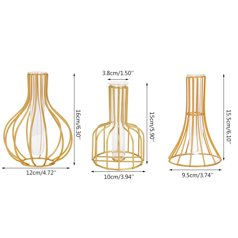 Chậu Trồng Cây Thủy Tinh Để Bàn Kèm Giá Đỡ Kim Loại Tiện Dụng