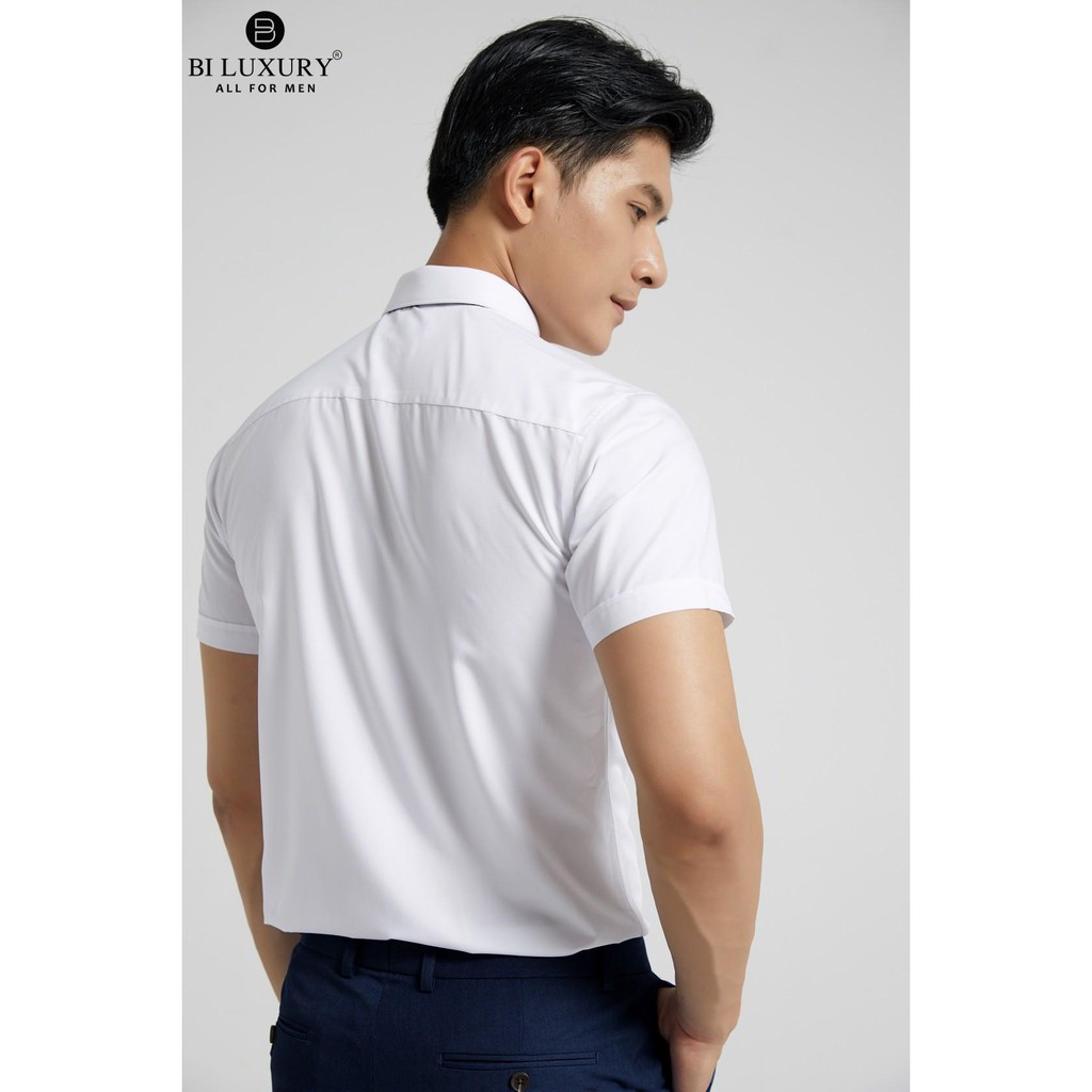 Áo Sơ Mi Nam Ngắn Tay T2 BILUXURY 6SMCB002TRK Chất Vải Kháng Khuẩn Chống Tia UV Form Chuẩn Thời Trang