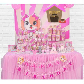 Set chó xanh/ chó hồng trang trí thôi nôi bàn tiệc gallery trang trí sinh nhật giá rẻ