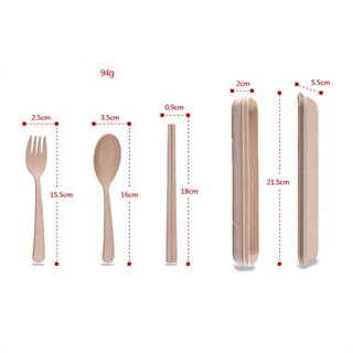 Bộ Thìa Đũa Dĩa Lúa Mạch Ăn Trưa Văn Phòng (Có Hộp Giấy Đẹp)