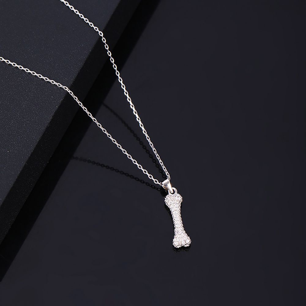 Vòng cổ Sợi Xích Phối Mặt Hình Xương Bằng Đồng Đính Đá Nhiều Màu Phong Cách Hàn Quốc Thời Trang Cho Nữ