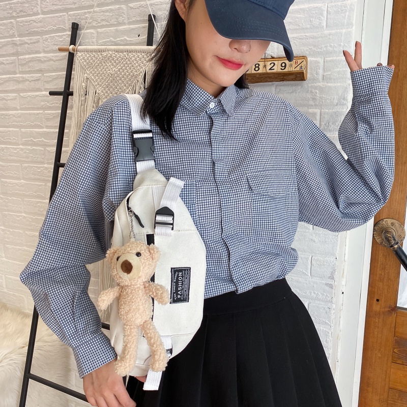 Túi xách nữ - - Túi bao tử có chữ Fashion kiểu dáng thể thao phù hợp cho cả nam và nữ