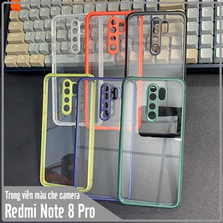 Ốp lưng cho Xiaomi Redmi Note 8 Pro trong viền màu che camera 4 Gốc chống sốc