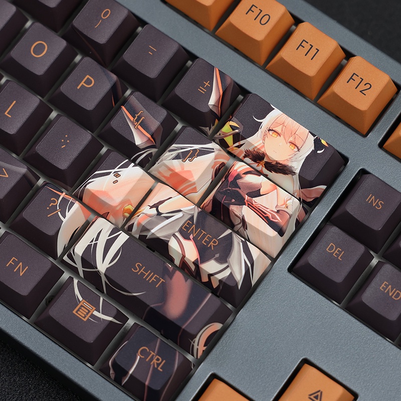 Kiana Kaslana Theme Keycaps Honkai Impact 3 Cherry Profile PBT Dye-Thăng hoa Bàn phím cơ Keycaps Hai chiều Royal Sister Cá nhân hóa Keycaps 108 phím