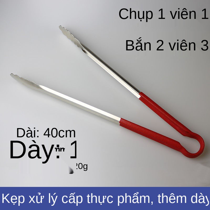 Kẹp gắp thức ăn tay cầm bằng nhựa dày, kẹp thịt nướng dài chống cháy khét, kẹp gắp bánh mì, kẹp gắp thịt gà loại lớn bằn