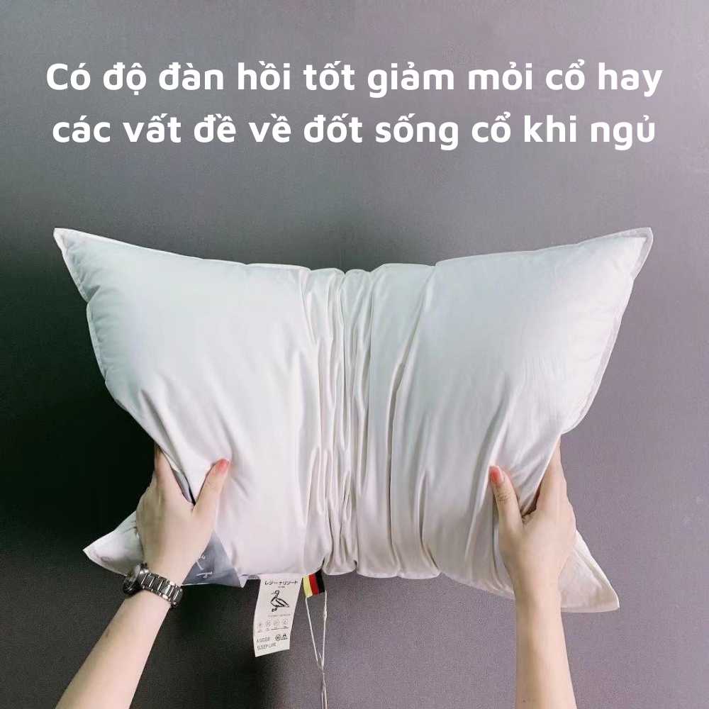 Ruột gối lông vũ nhật bản cao cấp vải kháng khuẩn mềm mại dòng gối thấp chống mỏi vai gáy XIAOMINI