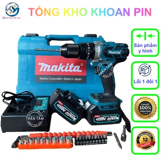 Máy khoan pin MAKITA 199V 3 chức năng có búa không chổi than FULL BOX BH 12 THÁNG