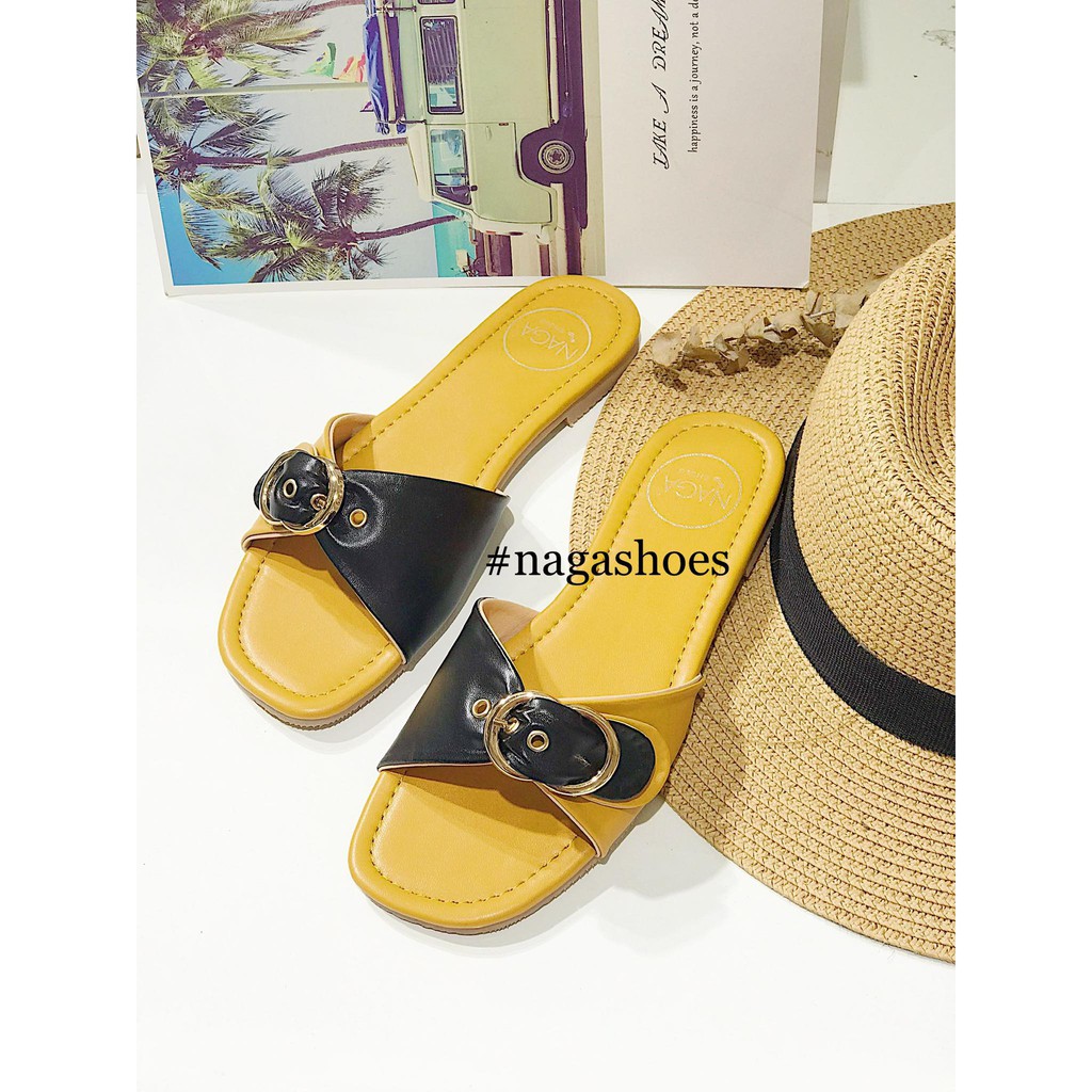 Dép Nagshoes Quai Ngang 2 Màu Phối Khoá Nad132