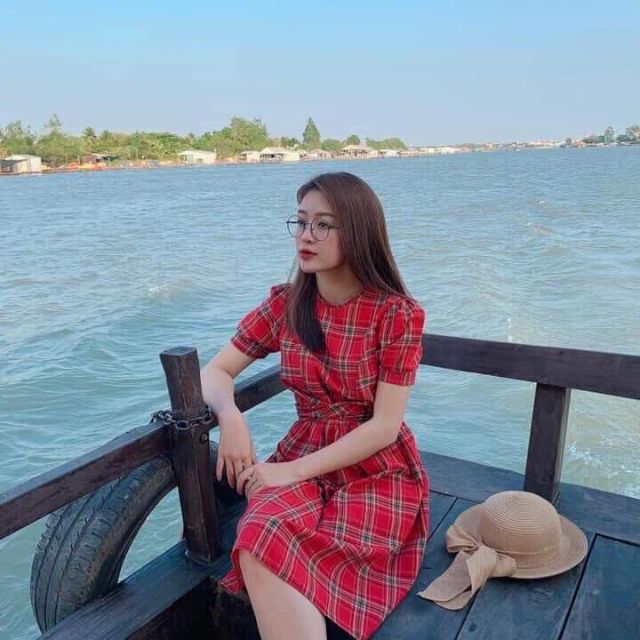 Đầm kẻ sọc dáng chữ A- kèm hình thật