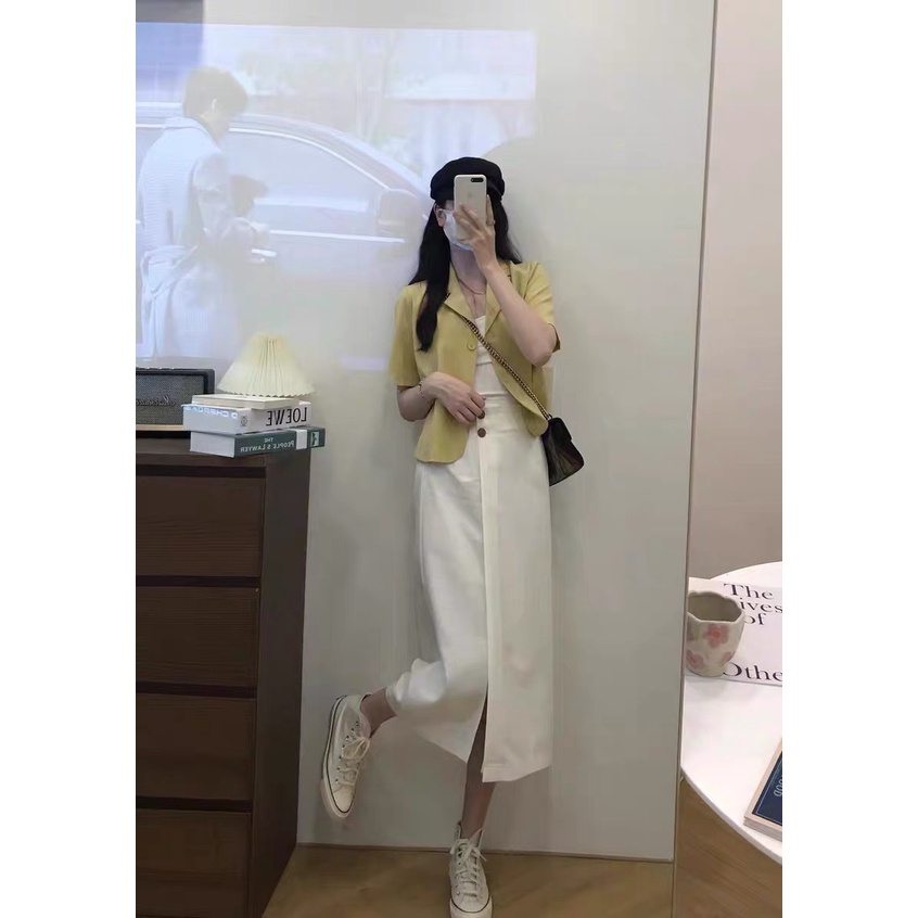 Áo blazer 1 LỚP ngắn tay kiểu dáng croptop _ áo vest ngắn tay bigsize 87kg AV12