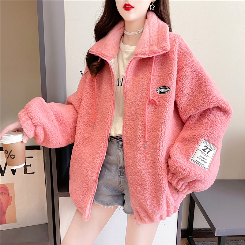 Áo khoác lông cừu tay dài cổ phối lông thời trang👗Bộ đồ thời trang cá tính trẻ trung👗Áo khoác chống nắng dáng rộng Size lớn thời trang mùa đông