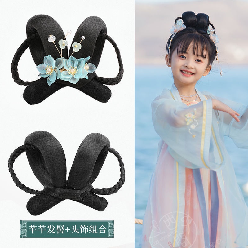Búi Tóc Giả Phong Cách Qianqian Hán Phục Cho Bé Gái