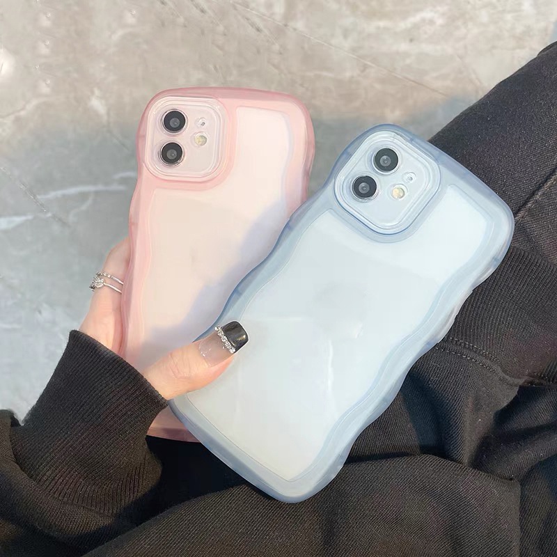 Ốp điện thoại SUNTAIHO trong suốt viền gợn sóng thích hợp cho iPhone 11 Pro Max 13 12 Pro X XS Max XR 8 7 Plus