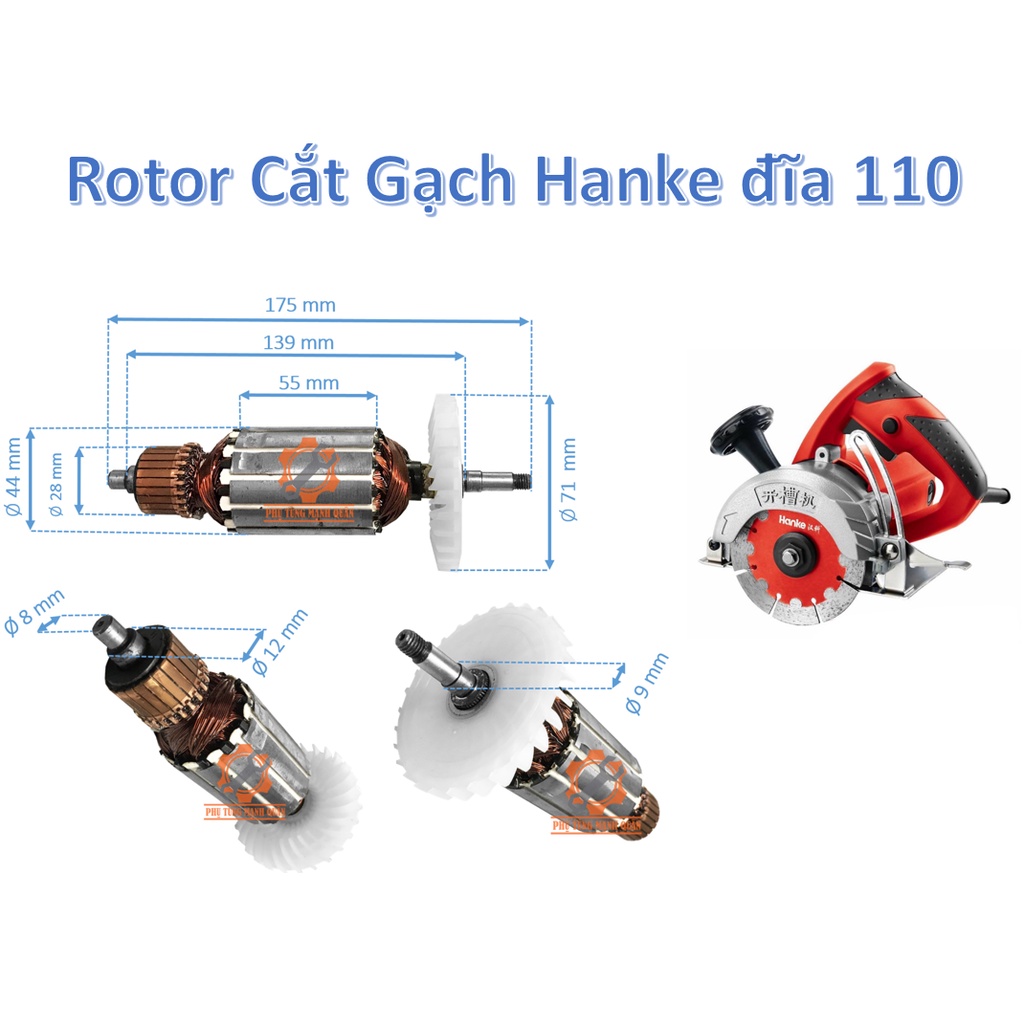 Rotor/Ruột Máy Cắt Gạch Maktec,Makita,SAFUN,Hitachi,Master,Hanke các loại tặng kèm chổi than