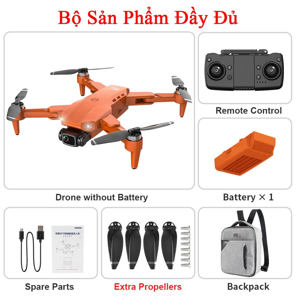 Máy Bay Flycam 4K L900 PRO GPS (Tặng Kèm Ba Lô) Camera Có Thể Điều Chỉnh 90 Độ, Động Cơ Không Chổi Than Gimbal 2 Trục