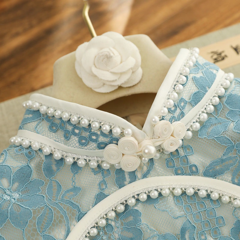 Đầm Sườn Xám Phối Ren Phong Cách Thời Trang retro Trẻ Trung Thanh Lịch