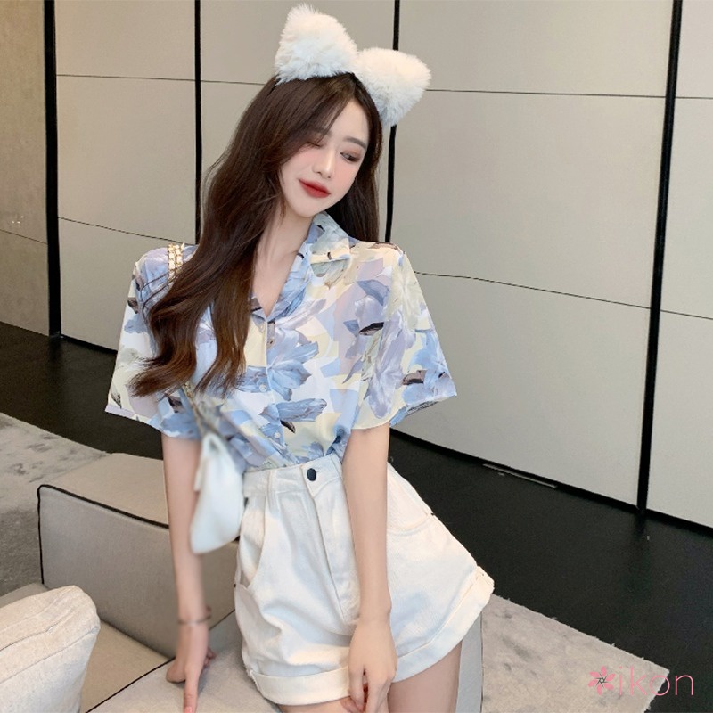 Áo Sơ Mi Tay Ngắn Cổ Bẻ Dáng Rộng Thời Trang Cho Nữ