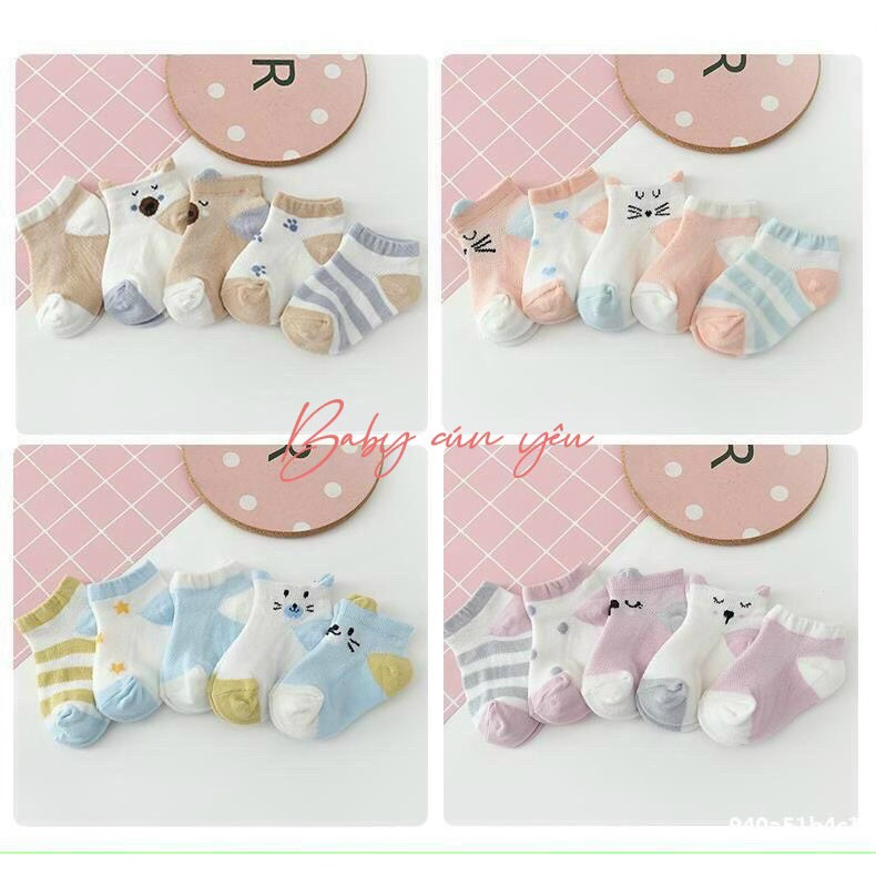 Tất Len Lưới - Set 5 Đôi Tất Len Lưới Pony Kid Hình Thú Mềm Mịn, Giữ Ấm Cho Bé