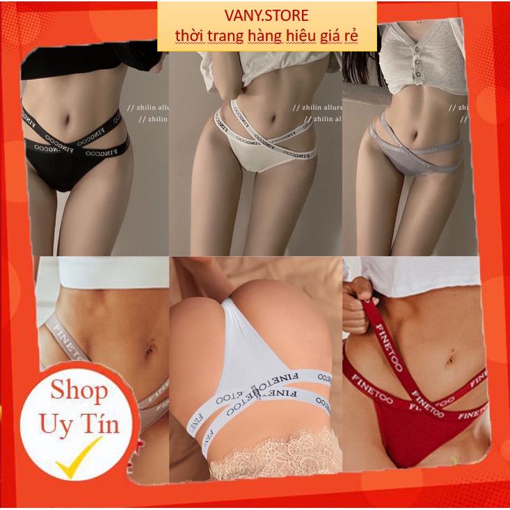 Quần Lót Nữ Lọt Khe ❤️FREESHIP❤️ Quần Lót Cotton Đẹp Lọt khe phối dây đan chéo viền in chữ gợi cảm quyến rũ mã A37