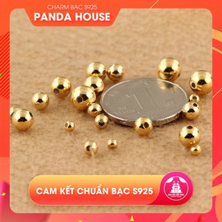 Charm bi bạc s925 mạ vàng hạt tròn trơn - hạt cườm bạc s925 mạ vàng - Panda House