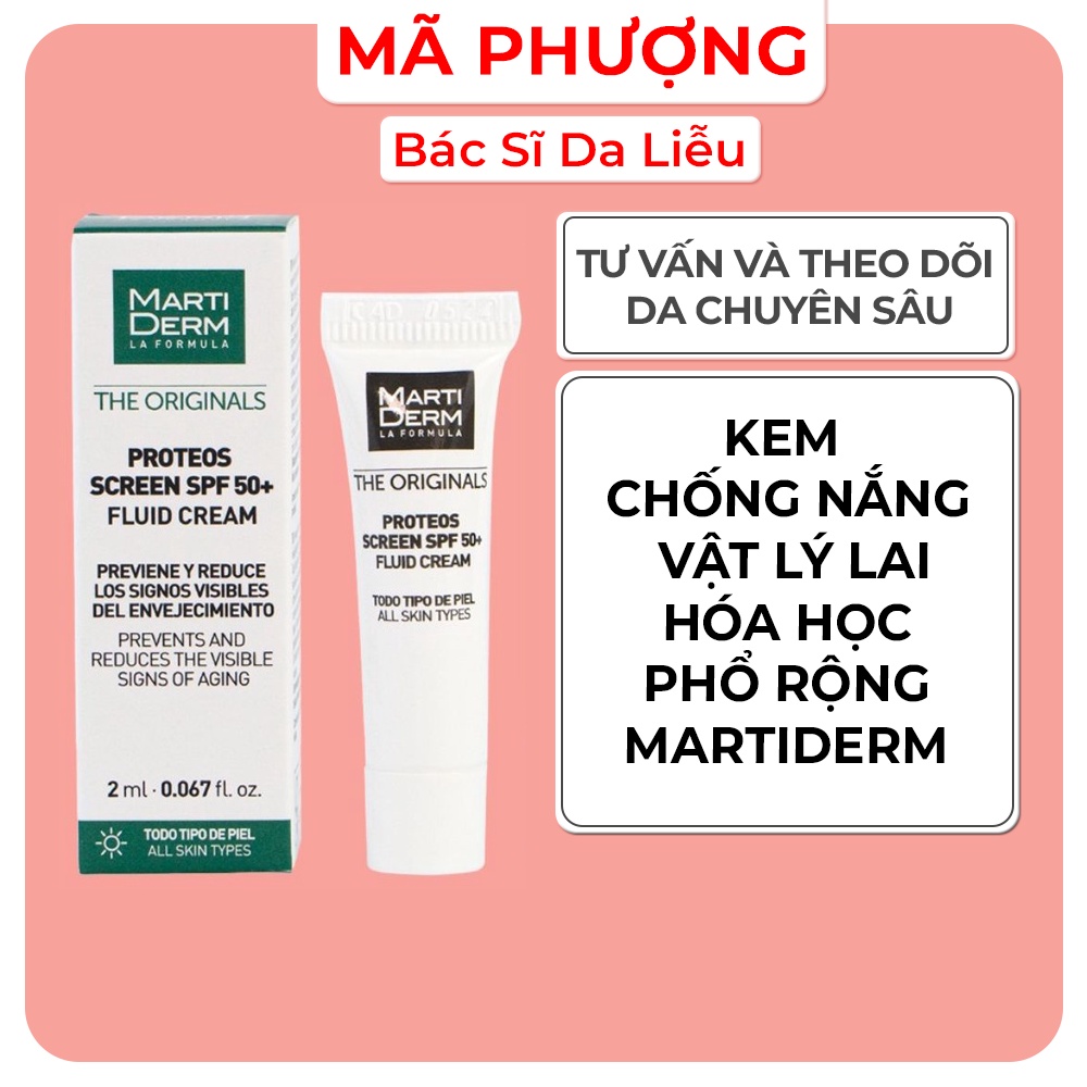 SAMPLE KEM CHỐNG NẮNG MARTIDERM The originals Proteos Screen SPF 50+ mini 2ml TUÝP NHỎ