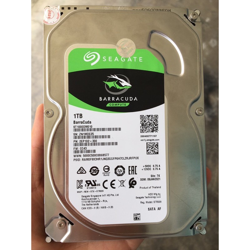 Ổ cứng HDD Seagate 1TB 3.5 inch 7200RPM, SATA3 6GB/s, 64MB Cache - (ST1000DM010)