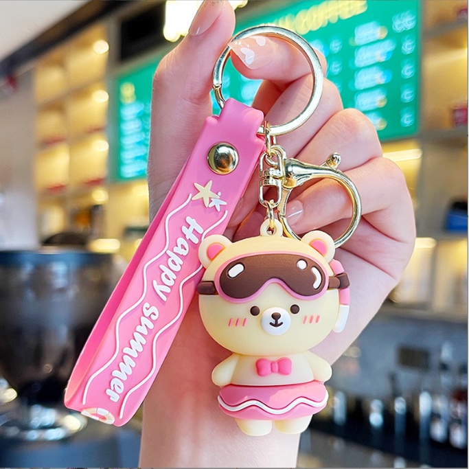 Móc Khóa Đẹp Hình Gấu Bơi Cute phụ kiện Túi Xách dễ thương -Minkey