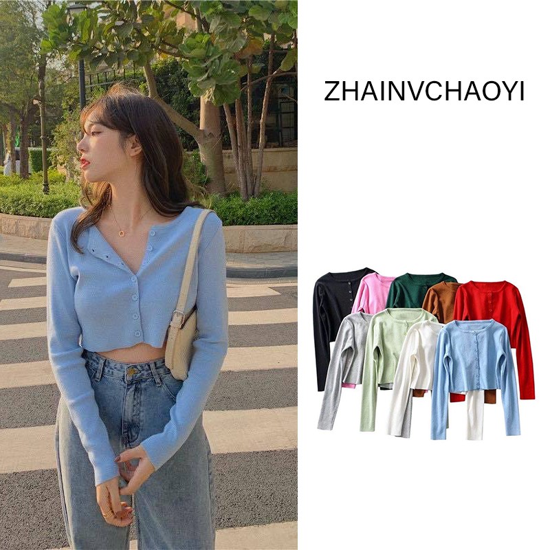  Áo Cardigan dệt kim tay dài phong cách Hàn Quốc cho nữ