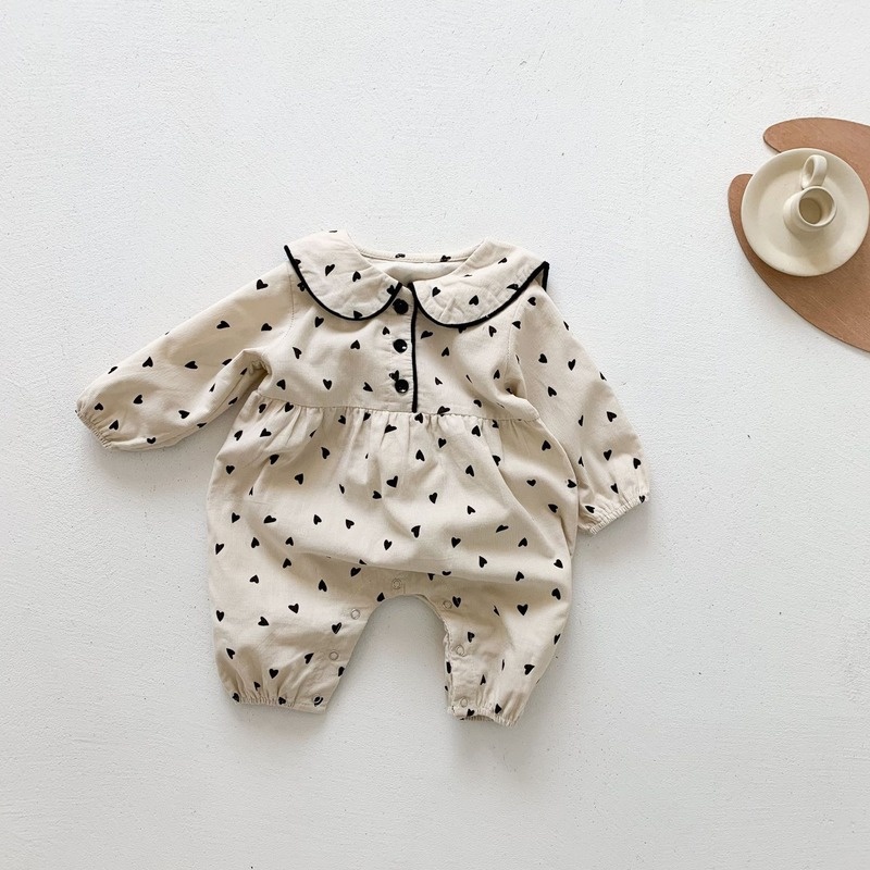 Áo Liền Quần Bằng Cotton Tay Dài Thời Trang Mùa Thu Hàn Quốc Cho Bé Gái 0-2 Tuổi