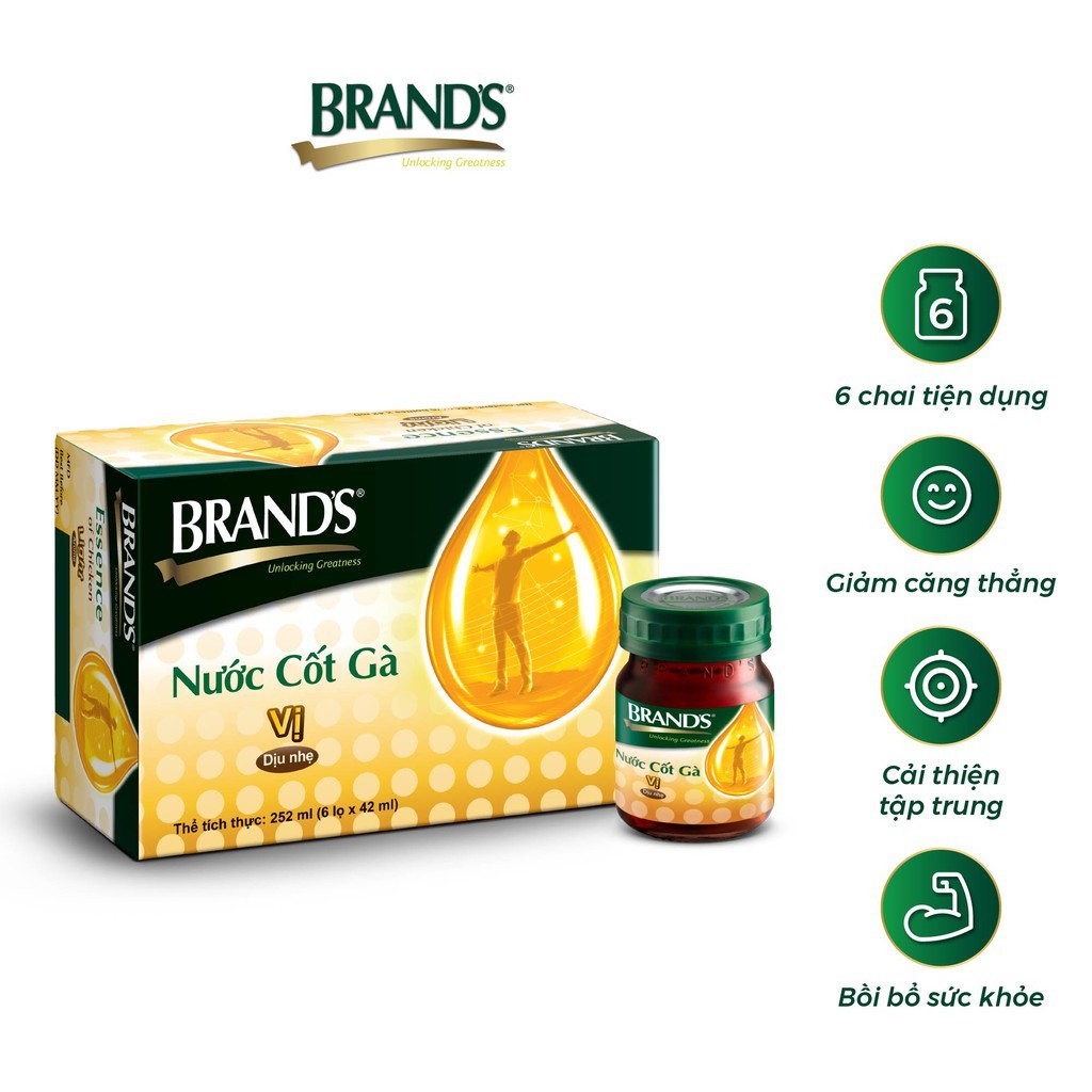 Hộp 6 Chai Nước Cốt Gà BRAND'S Vị Dịu Nhẹ (42ml/Chai)