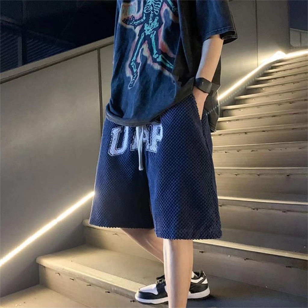 【3 Hàng Có Sẵn】Quần Short Nam In Chữ Waffle Phong Cách Hàn Quốc Thời Trang Bigsize Quần Short Quần Short Thể Thao Nam Quần Short Nam ống rộng