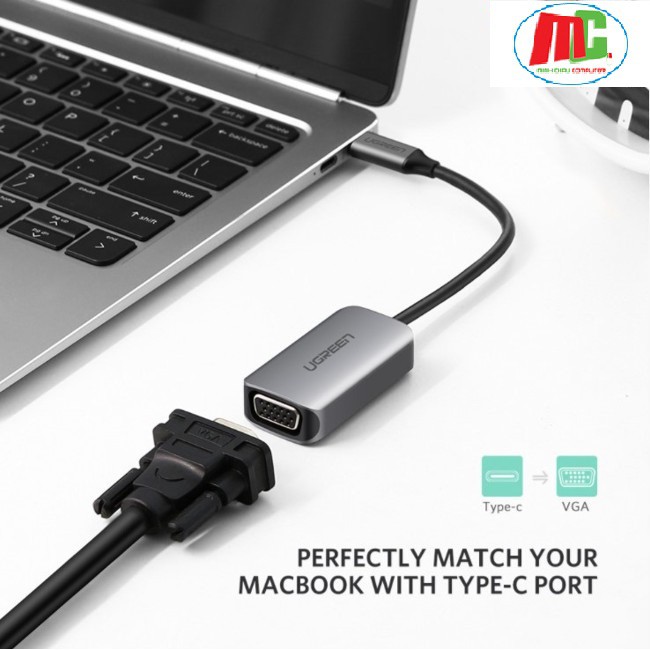 Cáp Chuyển USB Type-C Sang VGA Ugreen 50316 Vỏ Nhôm - Hàng Chính Hãng