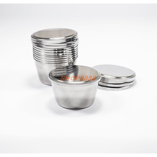 Combo 10 Khuôn Làm Bánh Flan Có Nắp Inox 304 Không Gỉ Sét (Size 7cm)