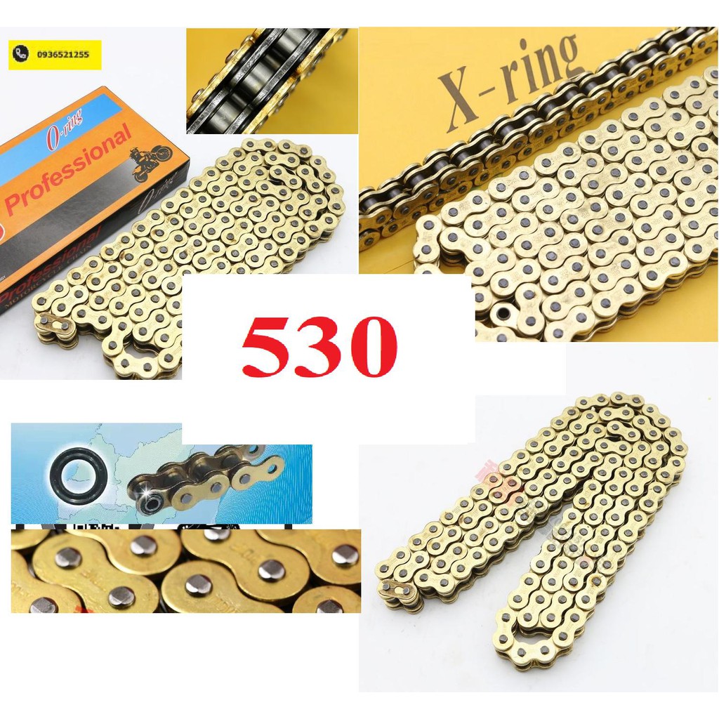 Sên xích 428, 520,525, 530 vàng có phốt cao su chất lượng cao và 428, 520, 525 thường
