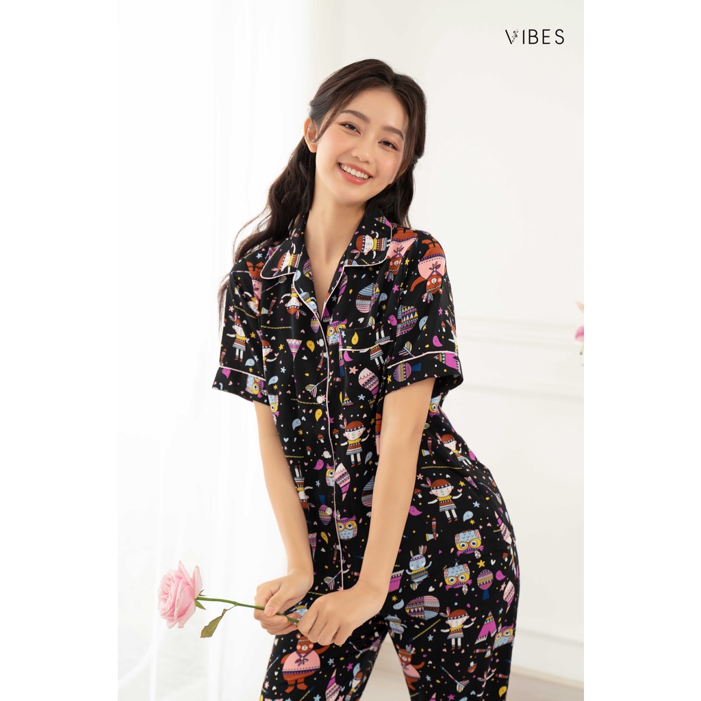 VIBES Bộ Pijama Lửng Mặc Nhà Owl Ink Capri Py Set